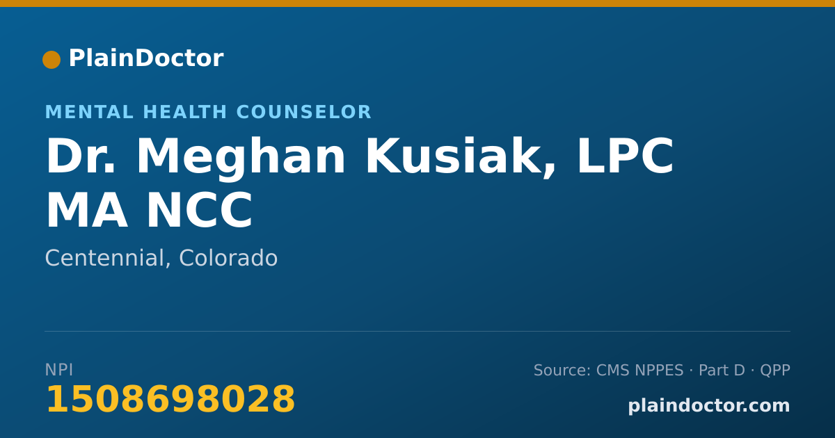 Shareable card for Meghan Kusiak, LPC MA NCC - Mental Health Counselor, Centennial, CO