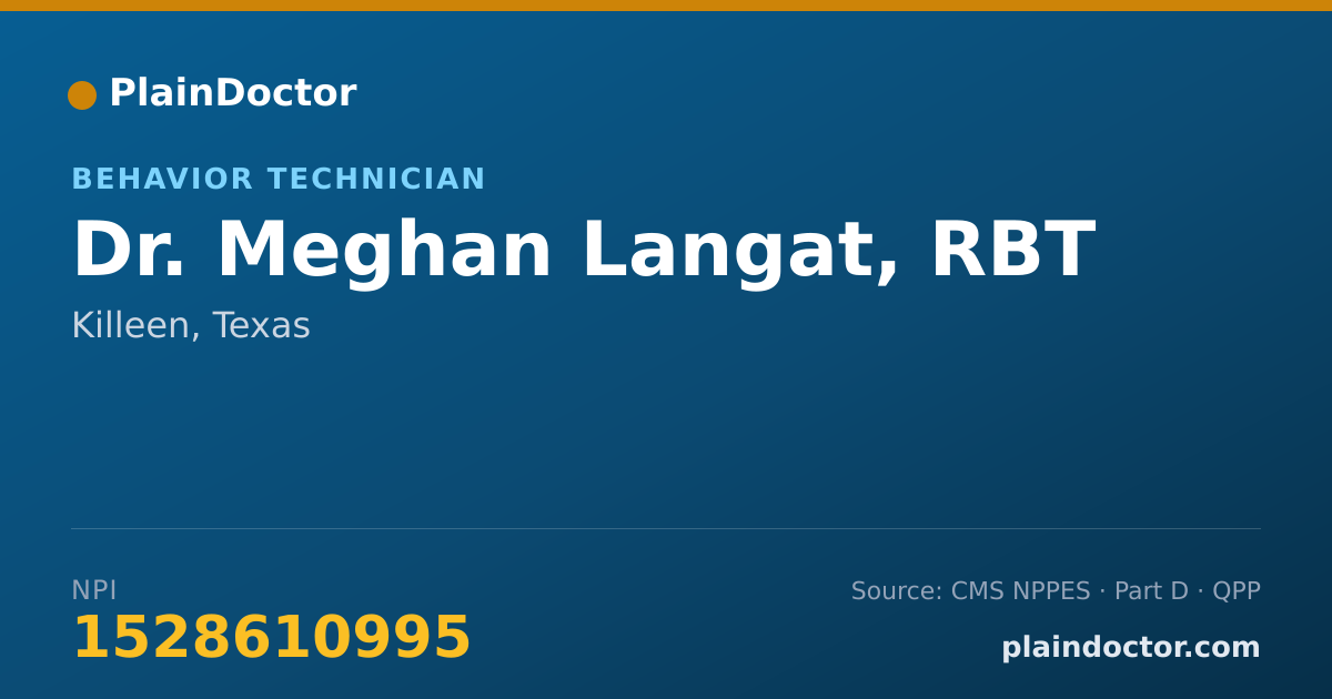 Shareable card for Meghan Langat, RBT - Behavior Technician, Killeen, TX