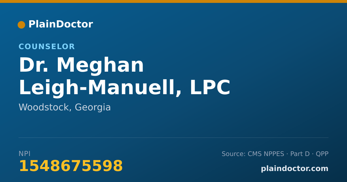 Shareable card for Meghan Leigh-Manuell, LPC - Counselor, Woodstock, GA