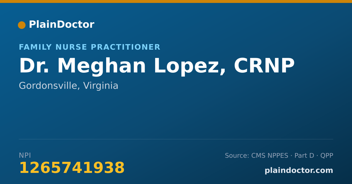 Shareable card for Meghan Lopez, CRNP - Family Nurse Practitioner, Gordonsville, VA