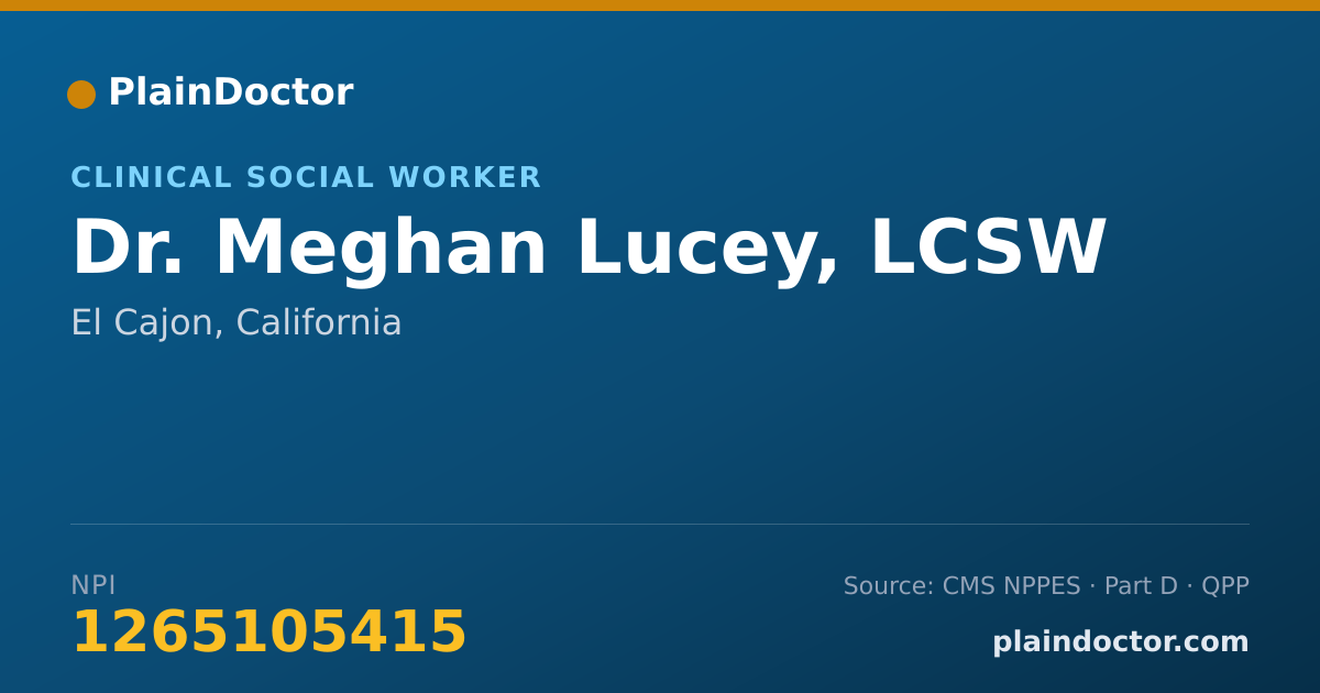 Shareable card for Meghan Lucey, LCSW - Clinical Social Worker, El Cajon, CA