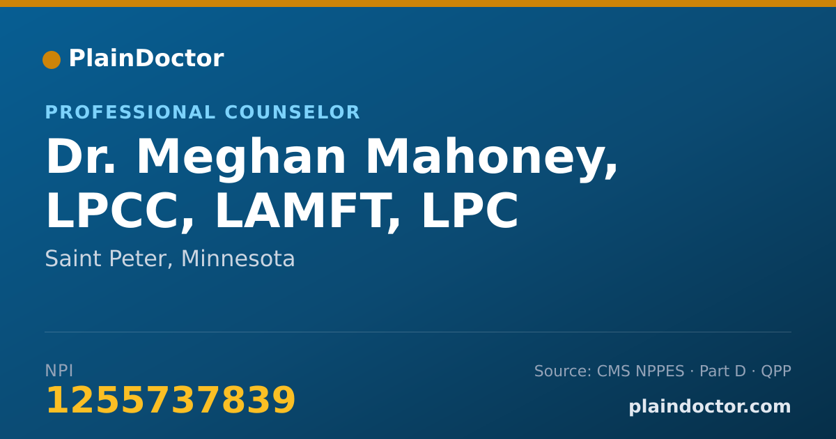 Shareable card for Meghan Mahoney, LPCC, LAMFT, LPC - Professional Counselor, Saint Peter, MN