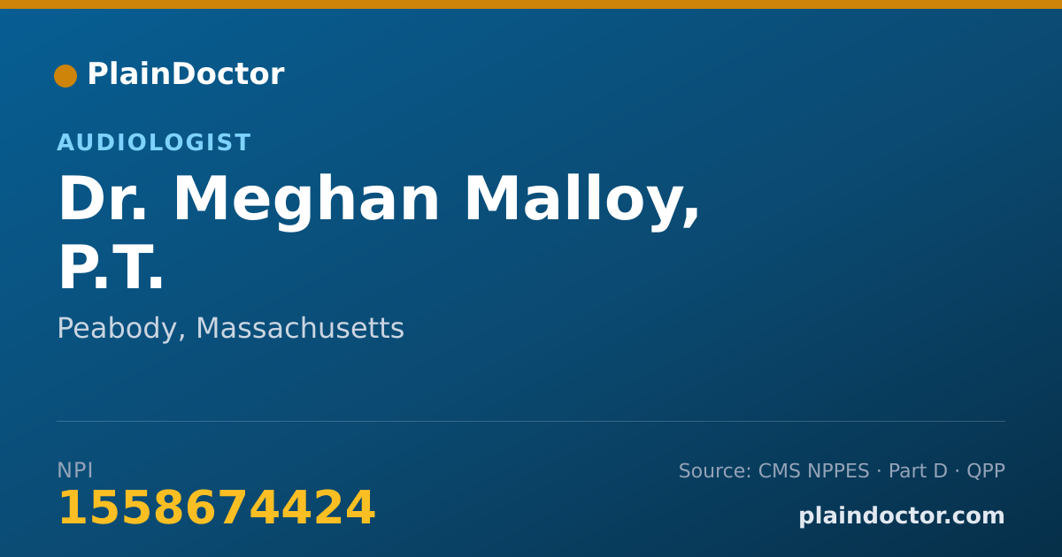 Shareable card for Meghan Malloy, P.T. - Audiologist, Peabody, MA