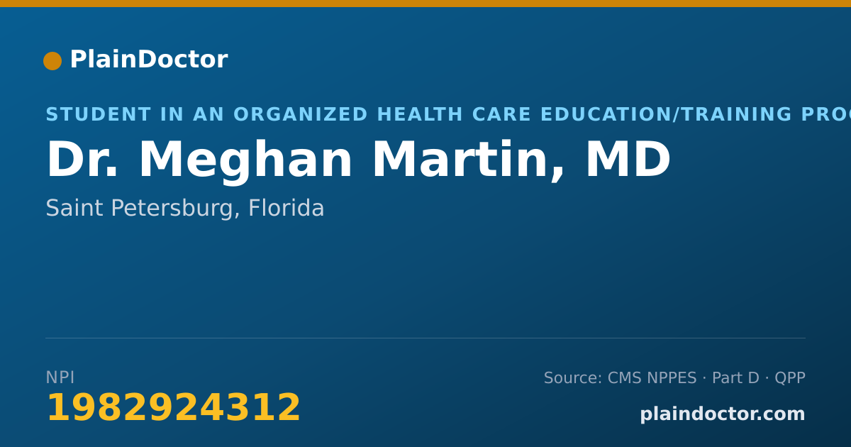 Shareable card for Meghan Martin, MD - Student in an Organized Health Care Education/Training Program, Saint Petersburg, FL