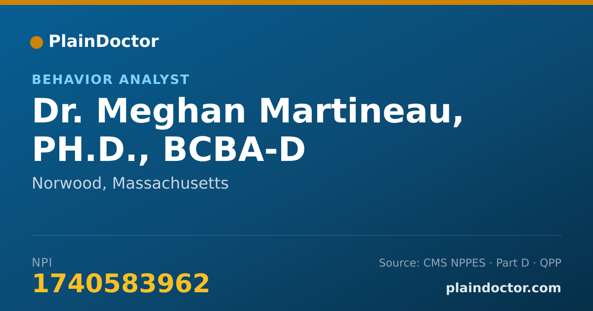 Shareable card for Meghan Martineau, PH.D., BCBA-D - Behavior Analyst, Norwood, MA