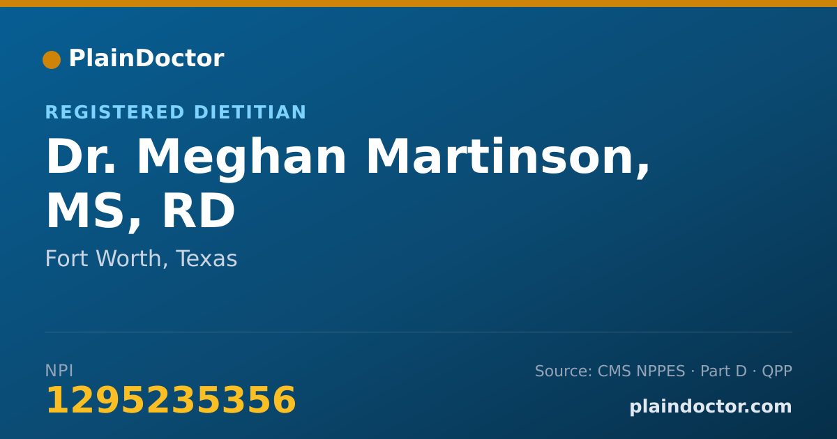 Shareable card for Meghan Martinson, MS, RD - Registered Dietitian, Fort Worth, TX