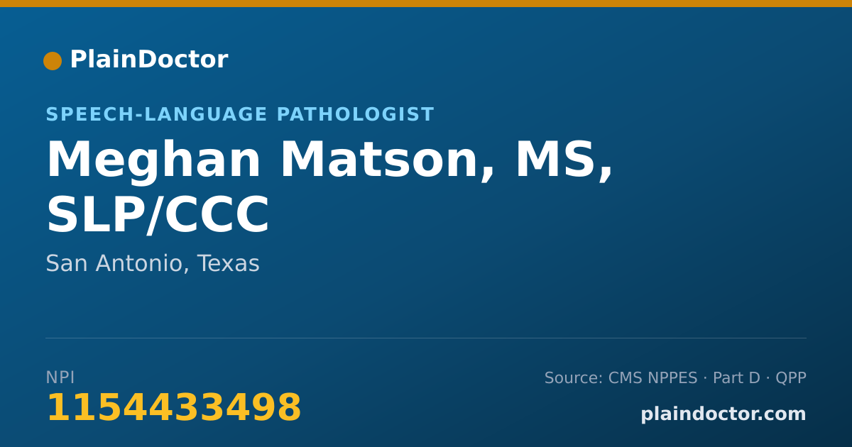 Shareable card for Meghan Matson, MS, SLP/CCC - Speech-Language Pathologist, San Antonio, TX