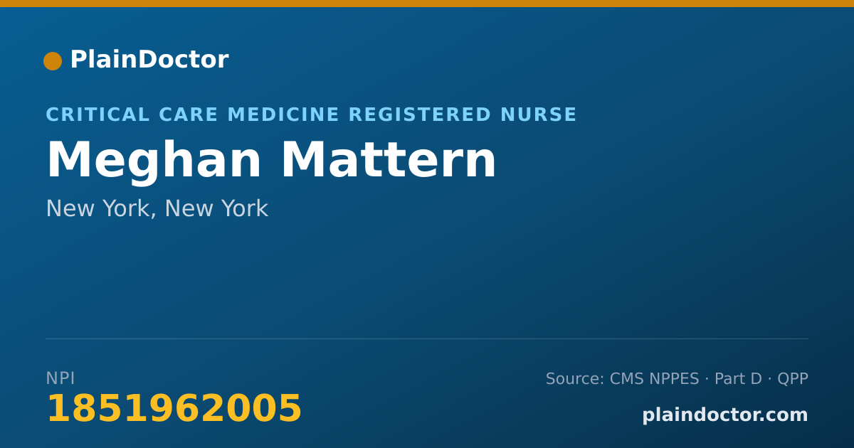 Shareable card for Meghan Mattern - Critical Care Medicine Registered Nurse, New York, NY