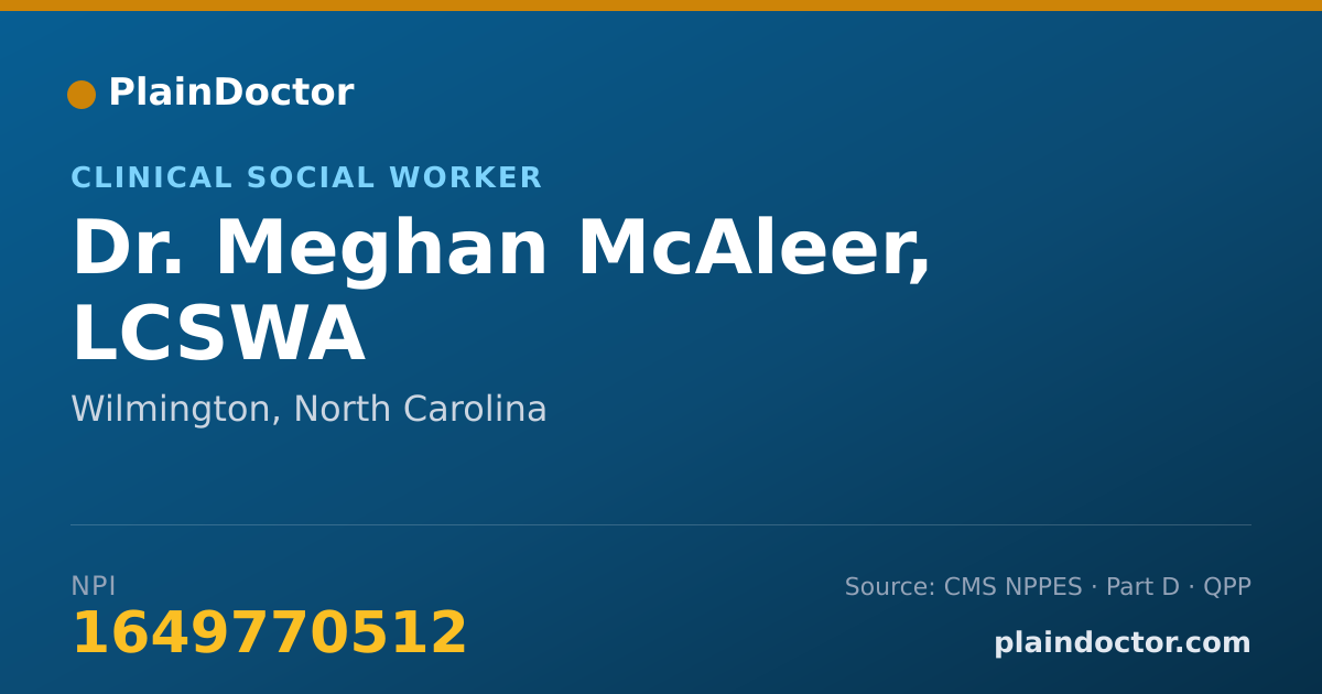 Shareable card for Meghan McAleer, LCSWA - Clinical Social Worker, Wilmington, NC