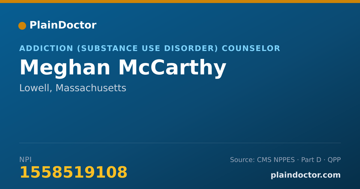 Shareable card for Meghan McCarthy - Addiction (Substance Use Disorder) Counselor, Lowell, MA