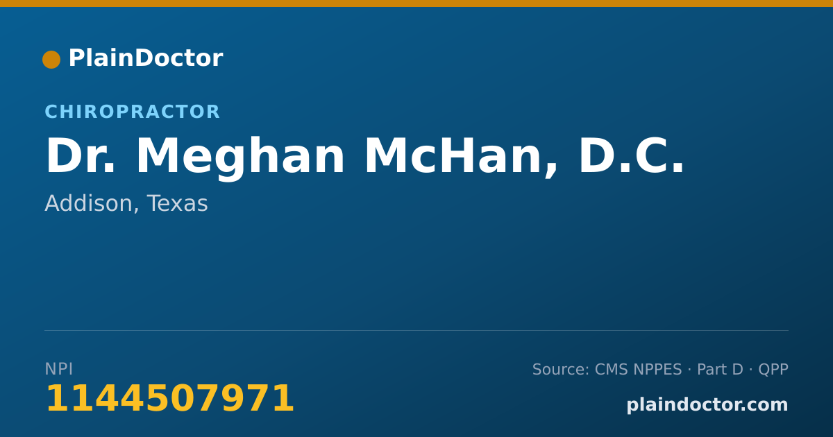 Shareable card for Meghan McHan, D.C. - Chiropractor, Addison, TX