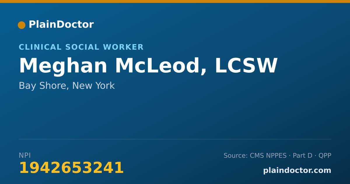 Shareable card for Meghan McLeod, LCSW - Social Worker, Bay Shore, NY
