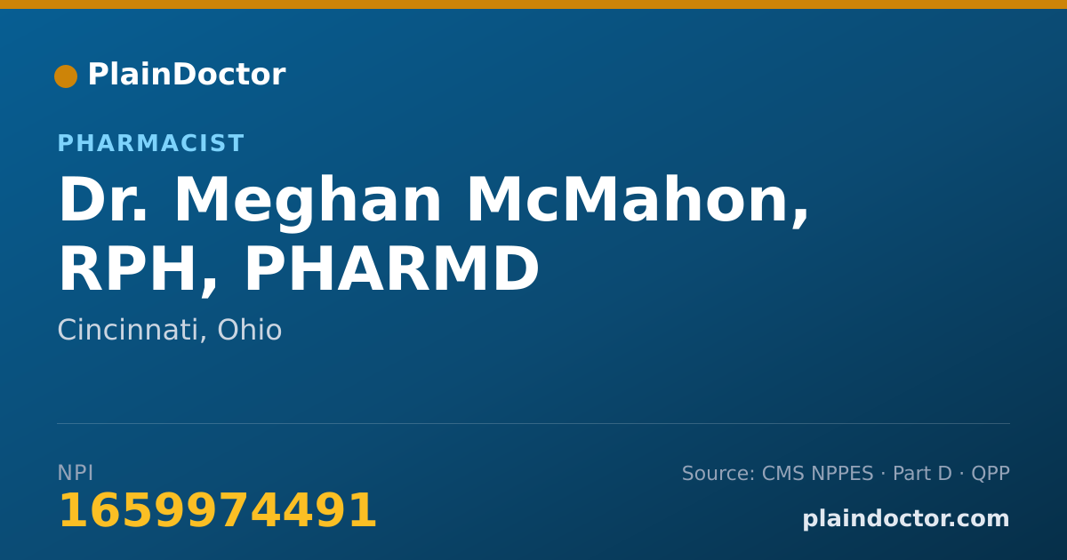 Shareable card for Meghan McMahon, RPH, PHARMD - Pharmacist, Cincinnati, OH