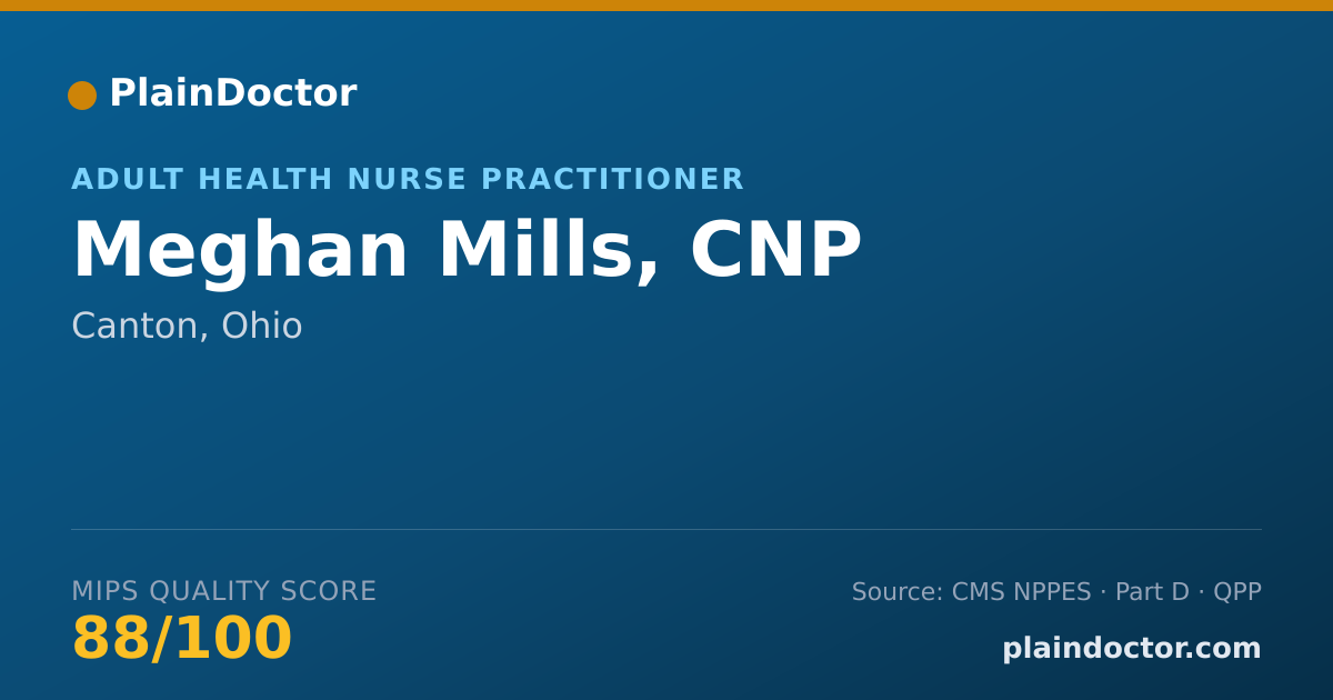 Shareable card for Meghan Mills, CNP - Adult Health Nurse Practitioner, Canton, OH