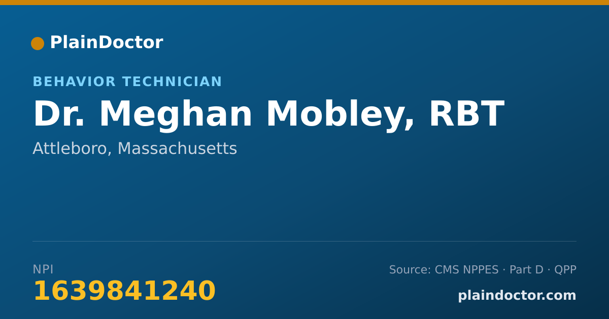 Shareable card for Meghan Mobley, RBT - Behavior Technician, Attleboro, MA