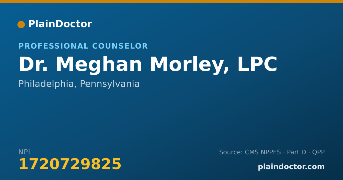Shareable card for Meghan Morley, LPC - Professional Counselor, Philadelphia, PA