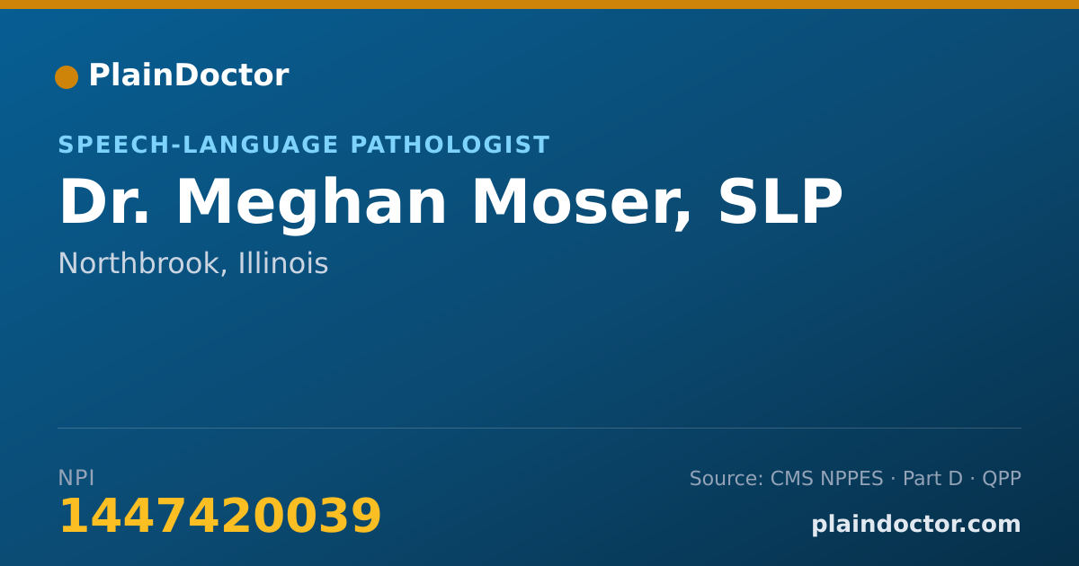 Shareable card for Meghan Moser, SLP - Speech-Language Pathologist, Northbrook, IL