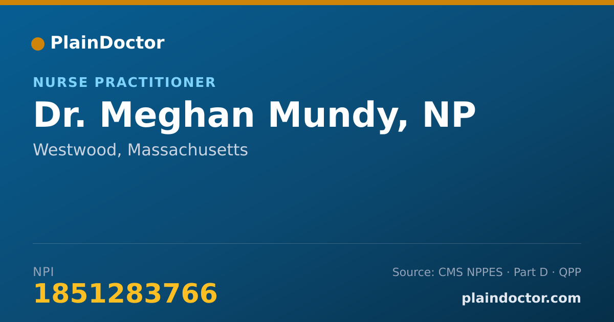 Shareable card for Meghan Mundy, NP - Nurse Practitioner, Westwood, MA
