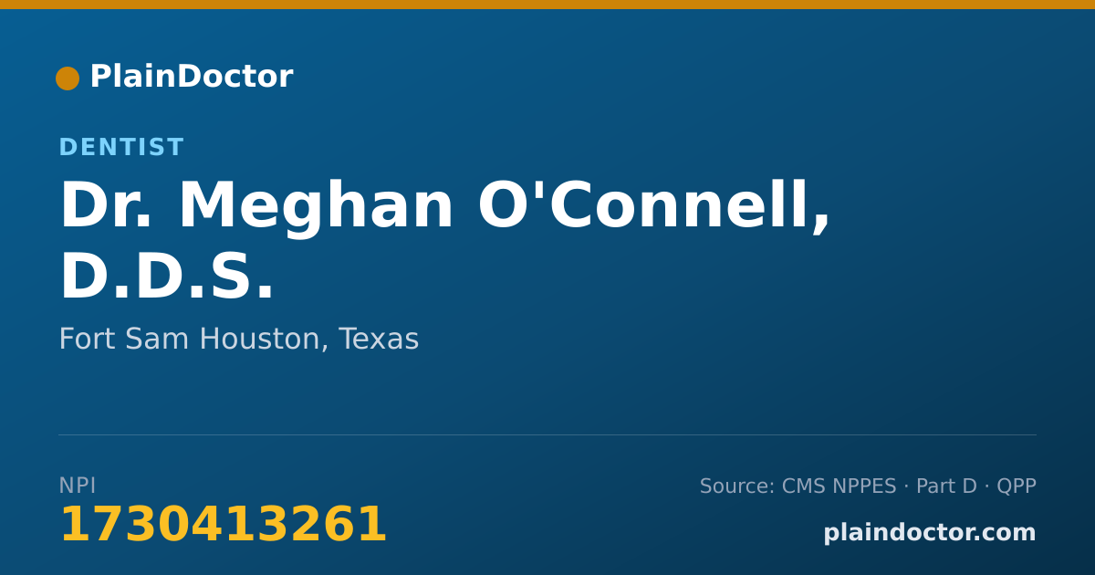 Shareable card for Meghan O'Connell, D.D.S. - Dentist, Fort Sam Houston, TX