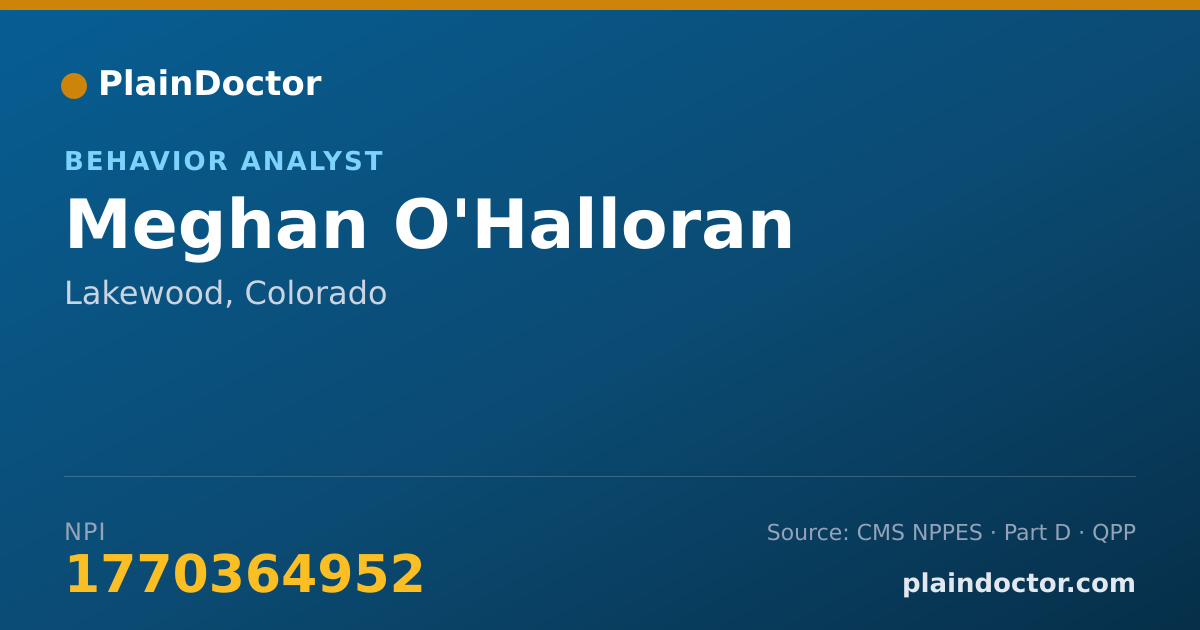 Shareable card for Meghan O'Halloran - Behavior Analyst, Lakewood, CO