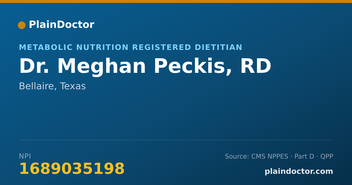 Shareable card for Meghan Peckis, RD - Metabolic Nutrition Registered Dietitian, Bellaire, TX