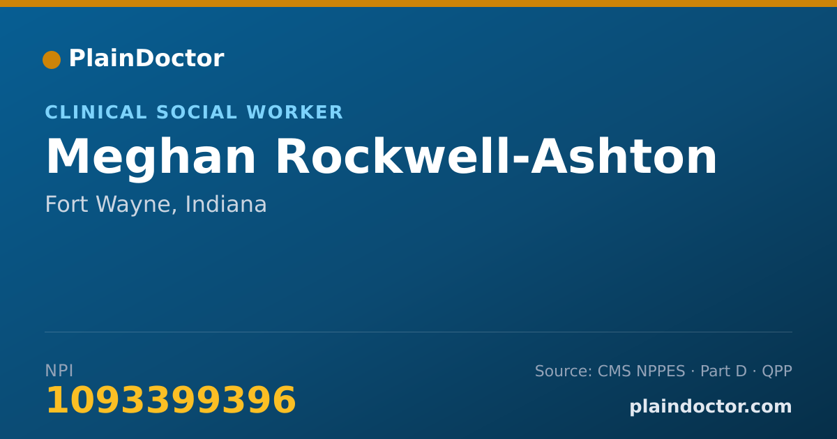 Shareable card for Meghan Rockwell-Ashton - Clinical Social Worker, Fort Wayne, IN