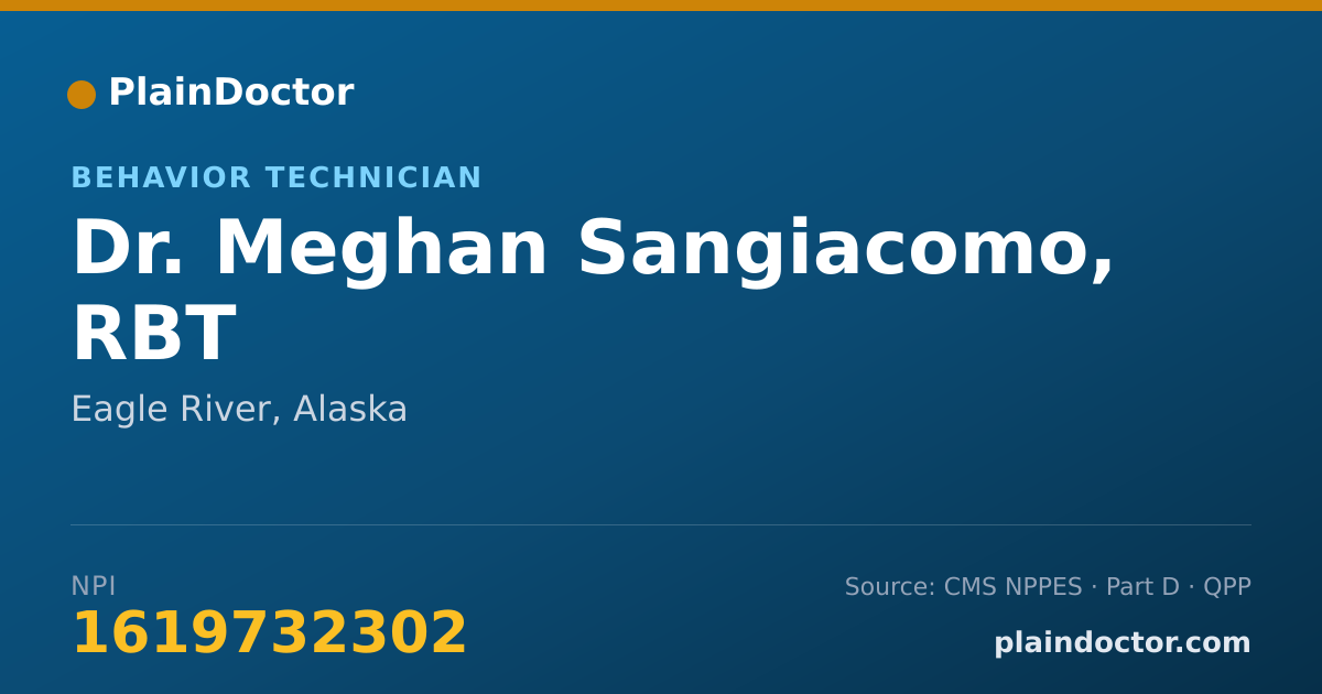 Shareable card for Meghan Sangiacomo, RBT - Behavior Technician, Eagle River, AK