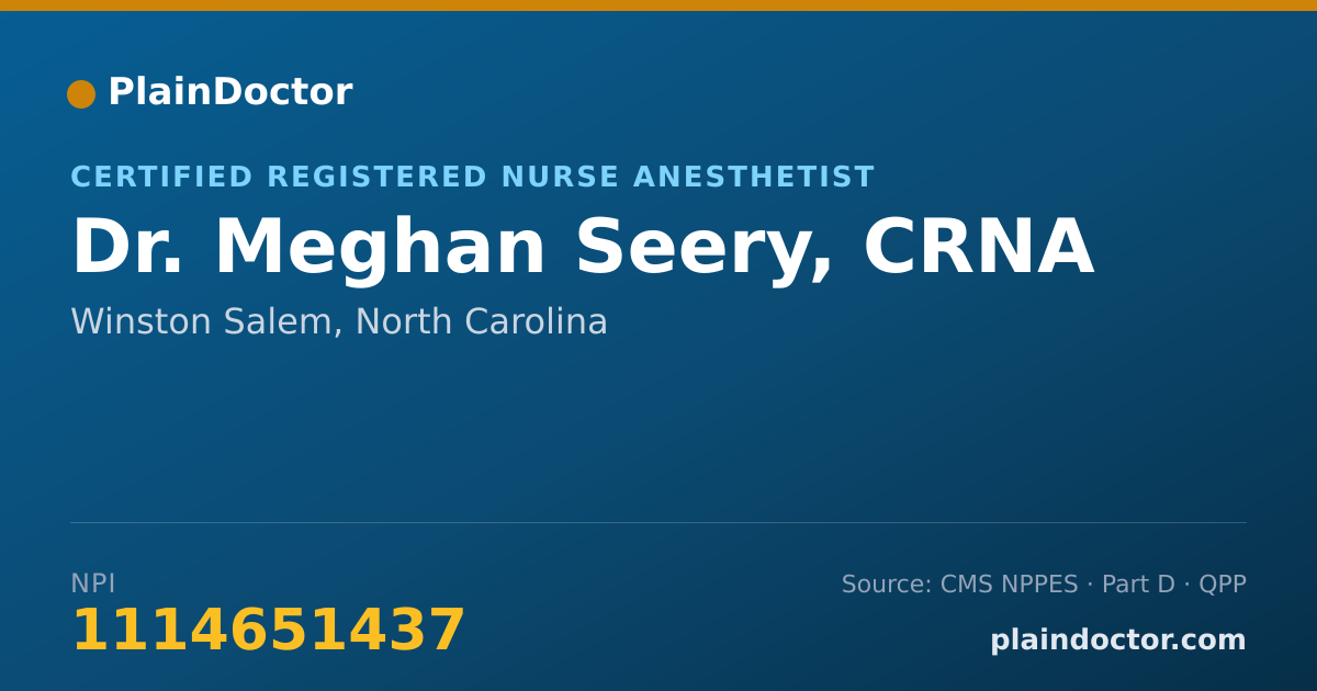 Shareable card for Meghan Seery, CRNA - Certified Registered Nurse Anesthetist, Winston Salem, NC