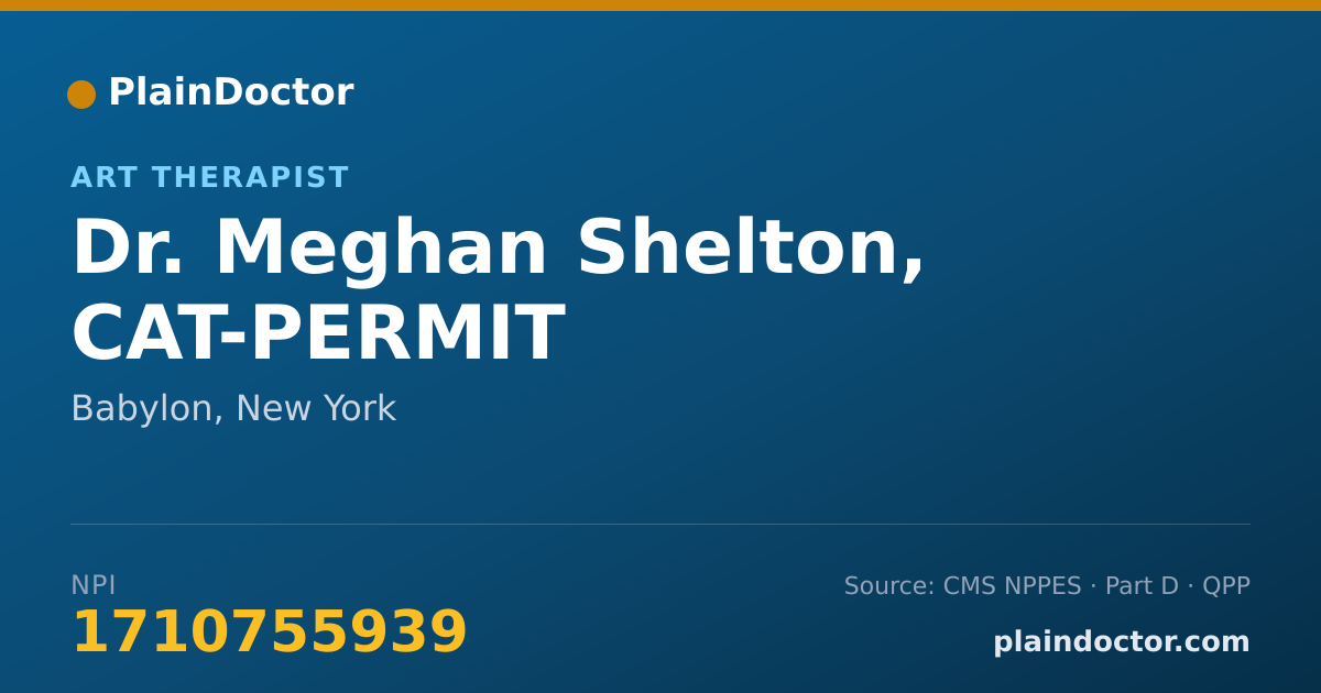 Shareable card for Meghan Shelton, CAT-PERMIT - Art Therapist, Babylon, NY
