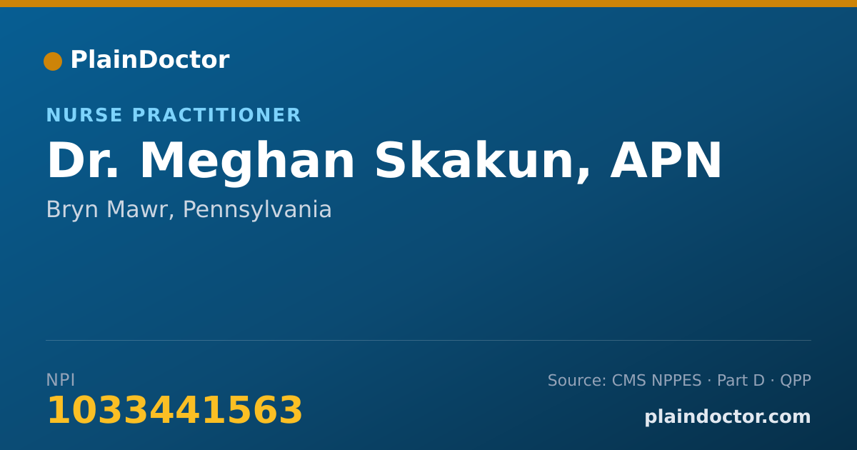 Shareable card for Meghan Skakun, APN - Nurse Practitioner, Bryn Mawr, PA