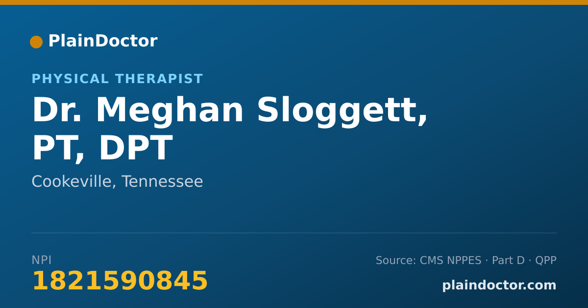 Shareable card for Meghan Sloggett, PT, DPT - Physical Therapist, Cookeville, TN