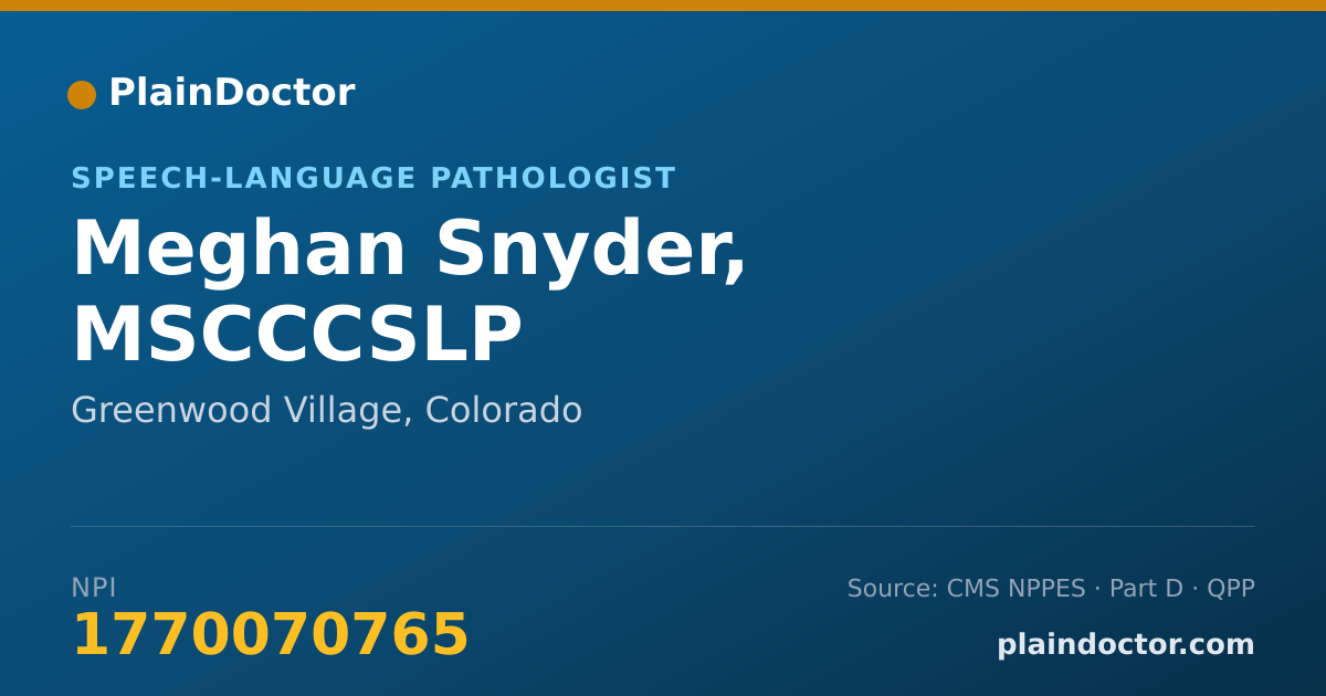 Shareable card for Meghan Snyder, MSCCCSLP - Speech-Language Pathologist, Greenwood Village, CO