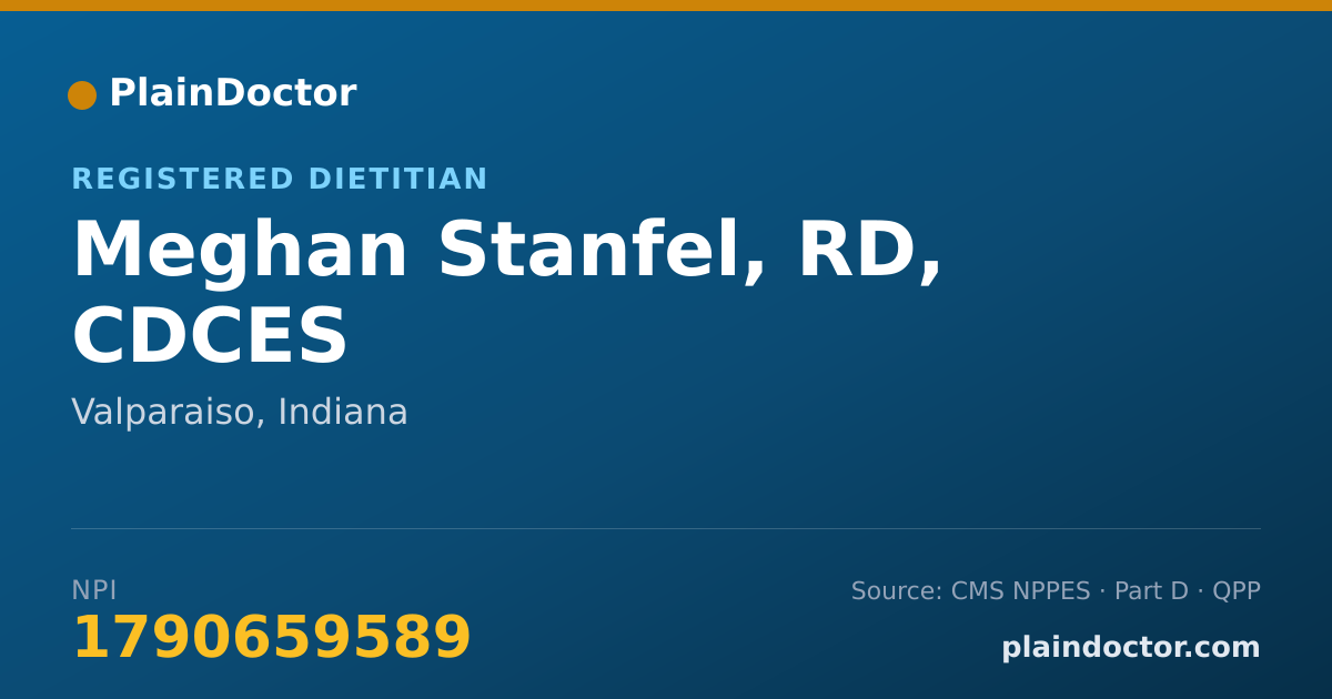 Shareable card for Meghan Stanfel, RD, CDCES - Registered Dietitian, Valparaiso, IN