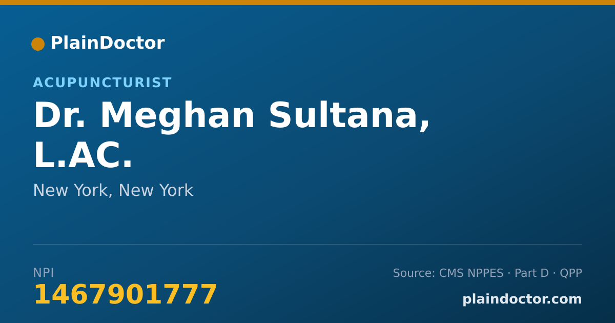 Shareable card for Meghan Sultana, L.AC. - Acupuncturist, New York, NY