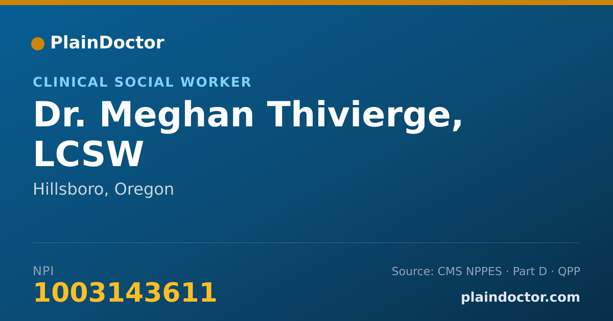 Shareable card for Meghan Thivierge, LCSW - Clinical Social Worker, Hillsboro, OR