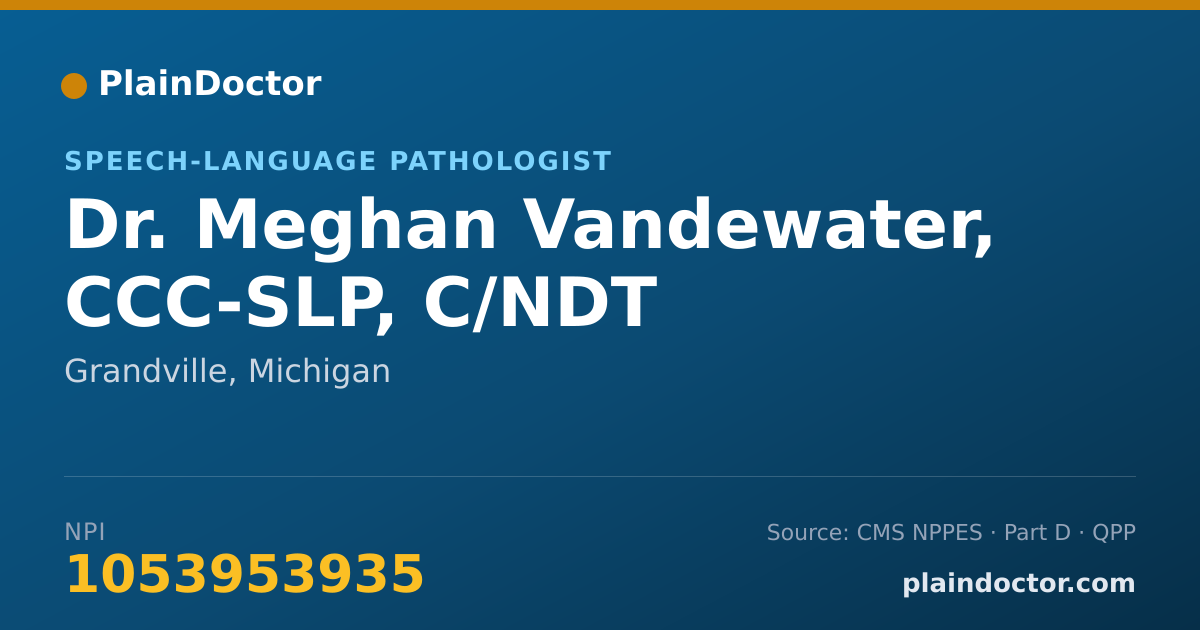 Shareable card for Meghan Vandewater, CCC-SLP, C/NDT - Speech-Language Pathologist, Grandville, MI