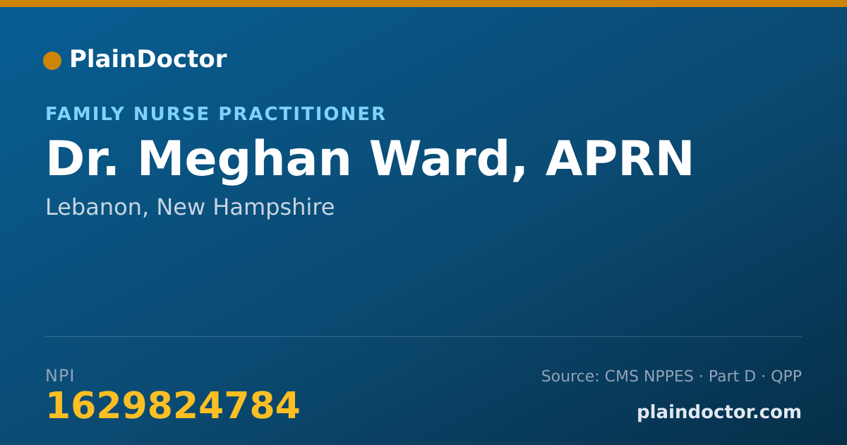 Shareable card for Meghan Ward, APRN - Family Nurse Practitioner, Lebanon, NH