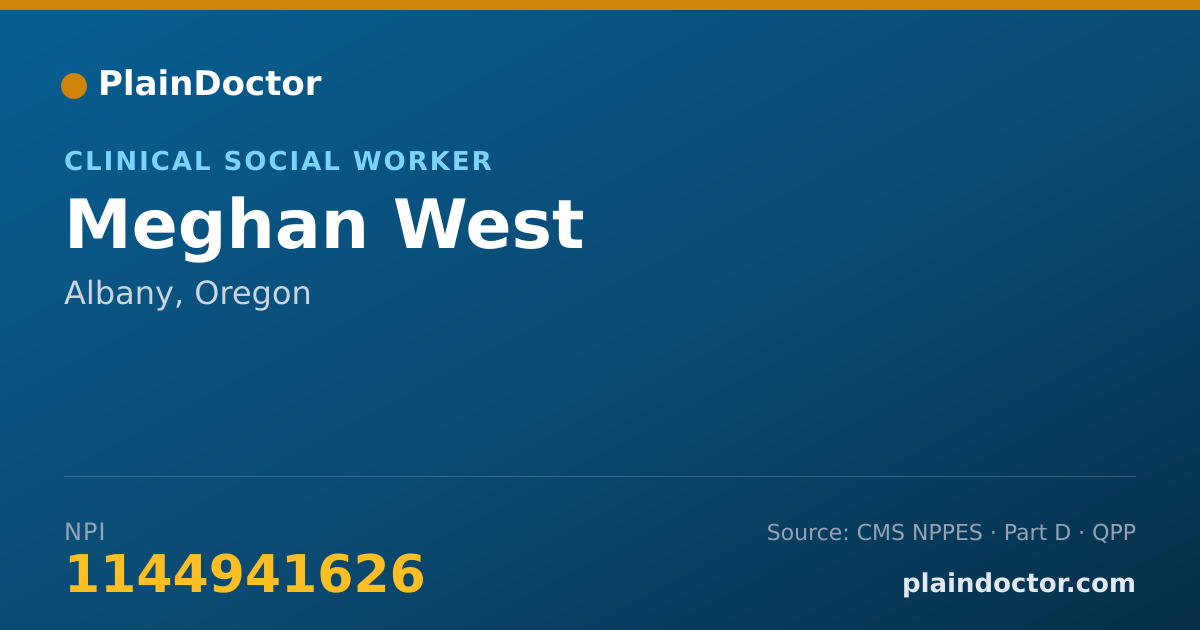 Shareable card for Meghan West - Clinical Social Worker, Albany, OR