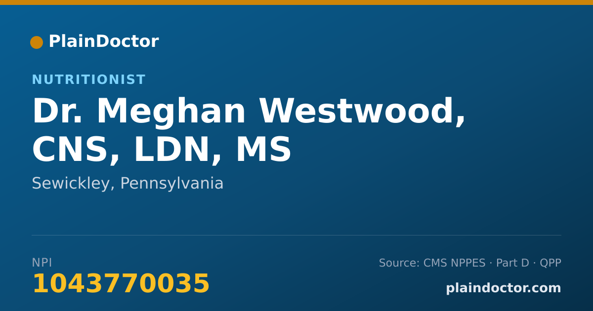 Shareable card for Meghan Westwood, CNS, LDN, MS - Nutritionist, Sewickley, PA