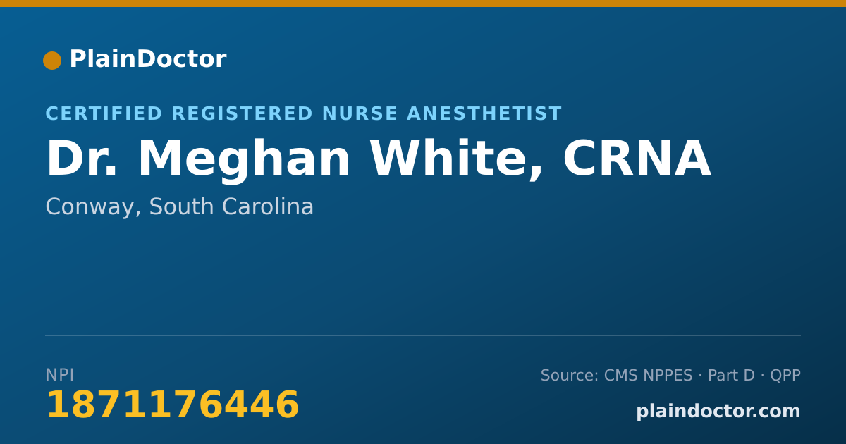 Shareable card for Meghan White, CRNA - Certified Registered Nurse Anesthetist, Conway, SC