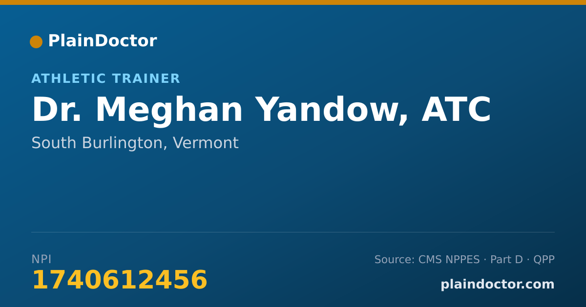 Shareable card for Meghan Yandow, ATC - Athletic Trainer, South Burlington, VT