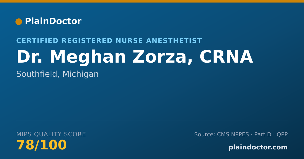 Shareable card for Meghan Zorza, CRNA - Certified Registered Nurse Anesthetist, Southfield, MI