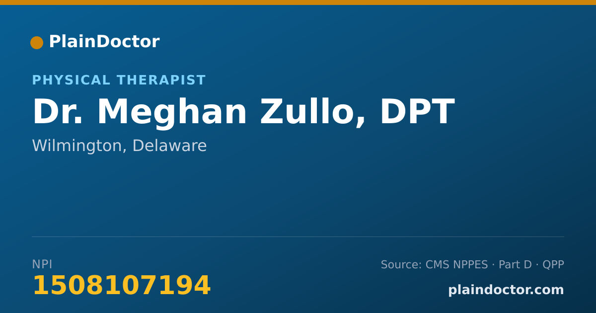 Shareable card for Meghan Zullo, DPT - Physical Therapist, Wilmington, DE