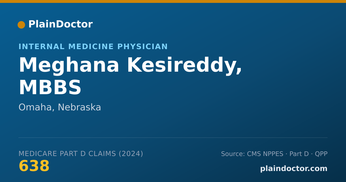 Shareable card for Meghana Kesireddy, MBBS - Internal Medicine Physician, Omaha, NE