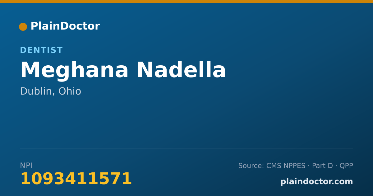 Shareable card for Meghana Nadella - Dentist, Dublin, OH