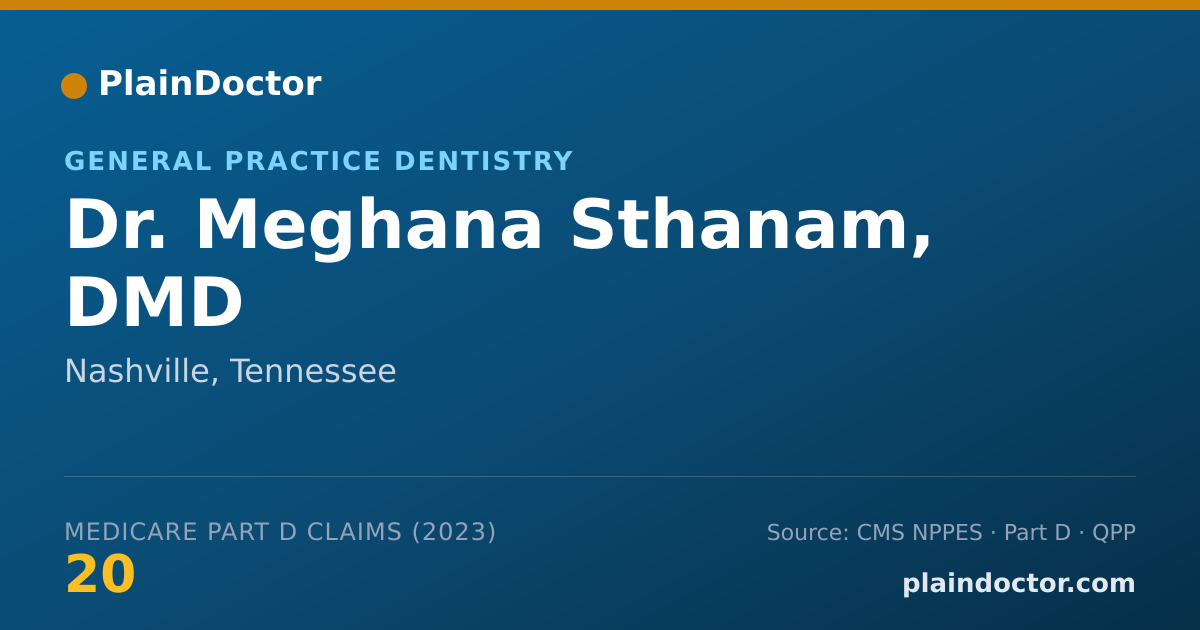 Shareable card for Meghana Sthanam, DMD - General Practice Dentistry, Nashville, TN