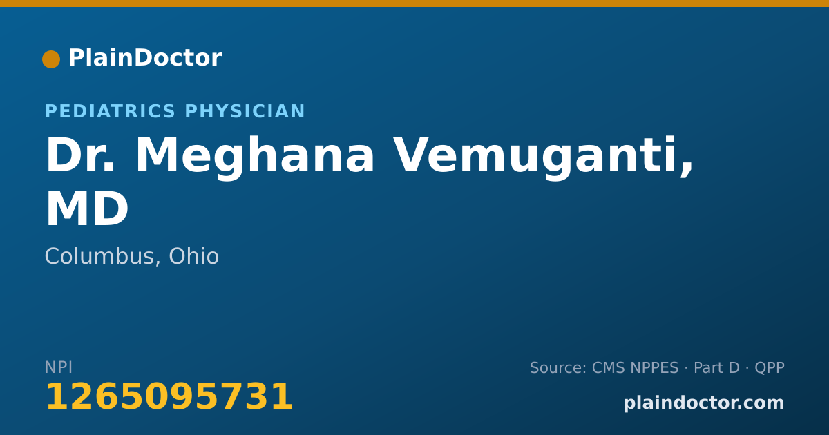 Shareable card for Meghana Vemuganti, MD - Pediatrics Physician, Columbus, OH