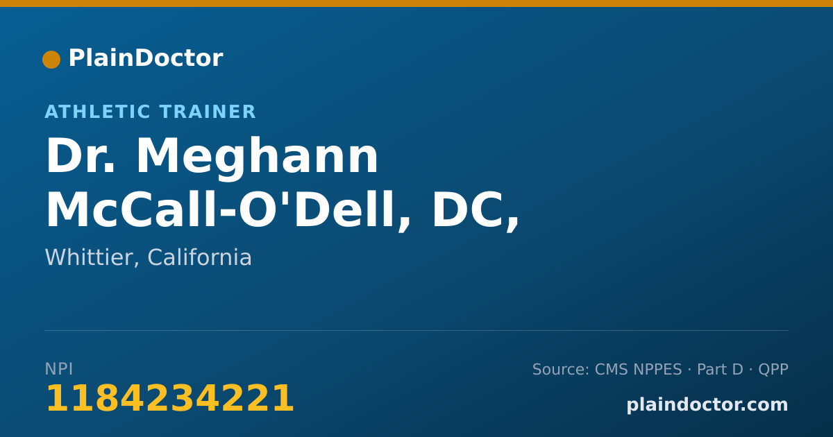 Shareable card for Meghann McCall-O'Dell, DC, MAT, ATC - Athletic Trainer, Whittier, CA