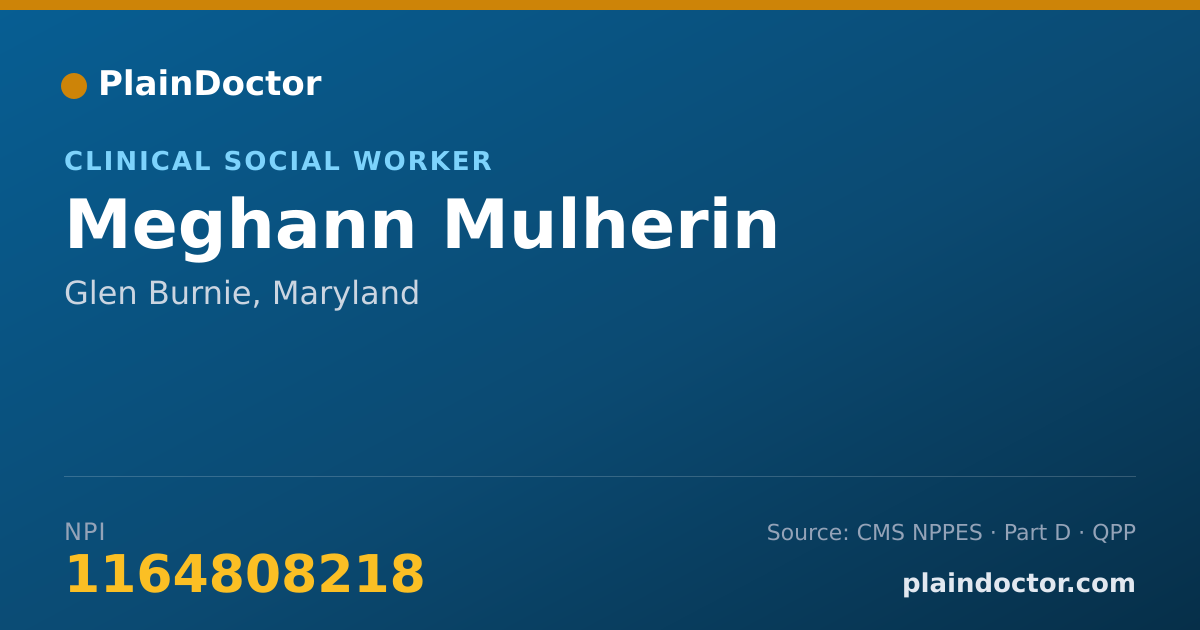 Shareable card for Meghann Mulherin - Clinical Social Worker, Glen Burnie, MD