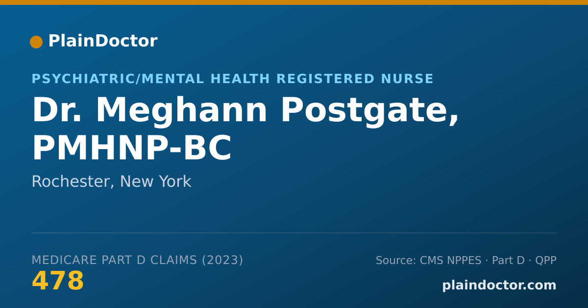 Shareable card for Meghann Postgate, PMHNP-BC - Psychiatric/Mental Health Registered Nurse, Rochester, NY